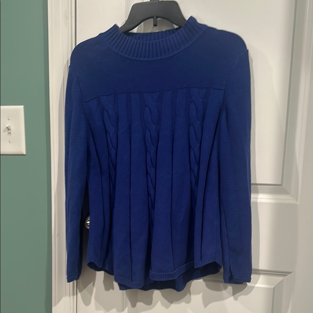 💋 Kim Rogers Blue Cowl Neck Sweater with Ribbed Texture